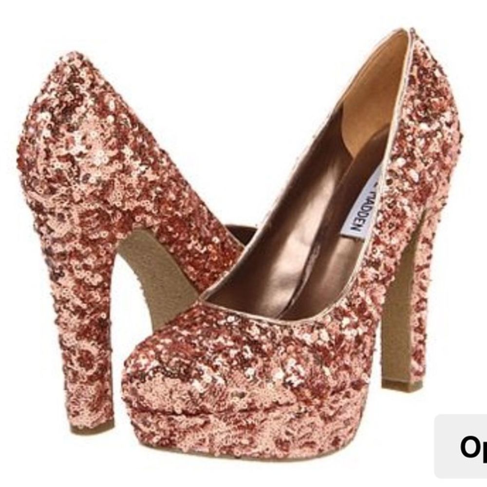 Steve Madden P-Rebaa Rose Gold Sequin Heels - Picture 1 of 5